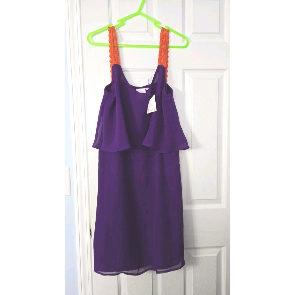 Fashion Spy Womans New Sleeveless Dress Size Large Purple & Orange